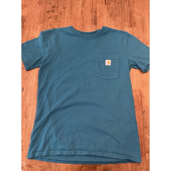 Carhartt Tops - Carhartt Women's K87 Heavyweight Pocket T-Shirt XS Loose Fit Shaded Spruce Blue